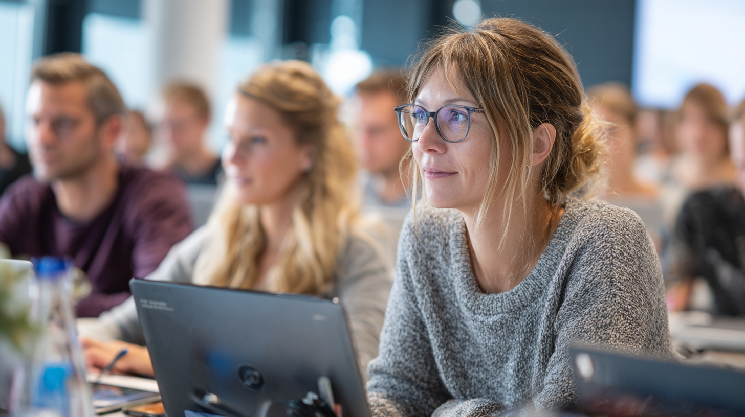 Weiterbildung für digitale Transformation, Menschen lernen neue digitale Kompetenzen, moderner Schulungsraum, digitale Tools, Tablets und Laptops, Fokus auf Lernen und Entwicklung,